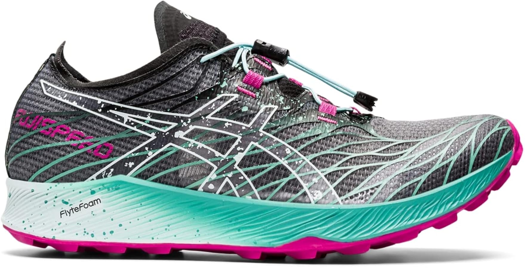 ASICS Women's FUJISPEED Running Shoes, 6, Black/Soothing SEA